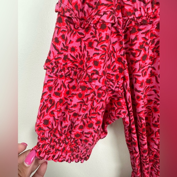 NWT Boden Yoke Ruffle Detail Puff Mocked Sleeve Jersey Mini Pink Dress Size 8 - Picture 11 of 13